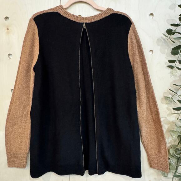 MADEWELL Back Zip Sweater SZ L NEW Brown Black Color Block Crewneck - Picture 7 of 12